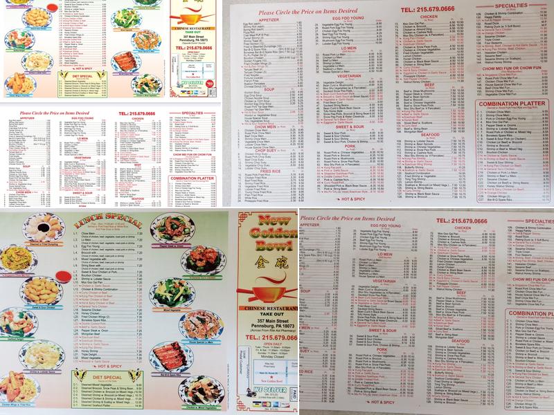 New Golden Bowl Menu