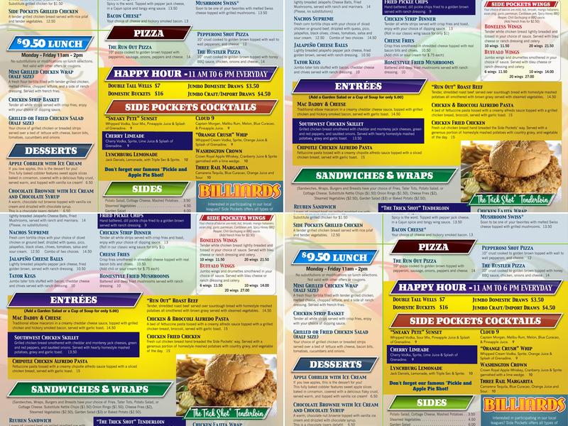Side Pockets Menu