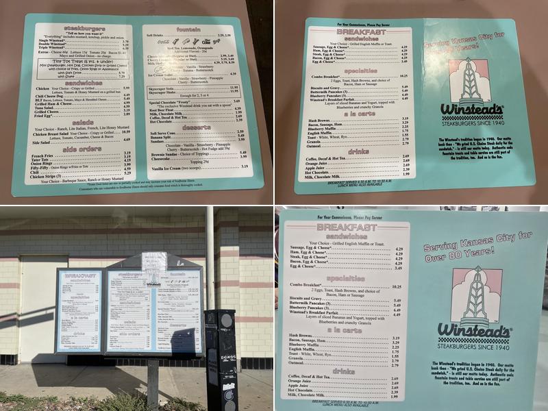 Winstead's Steakburgers Menu