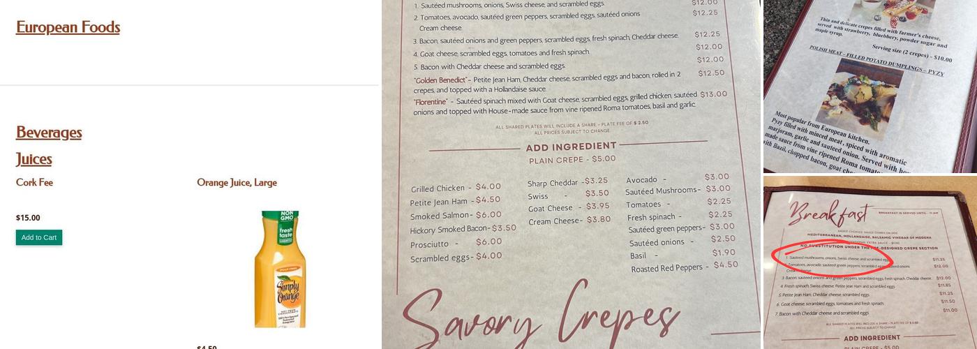 ALEXA'S CREPERIE Menu