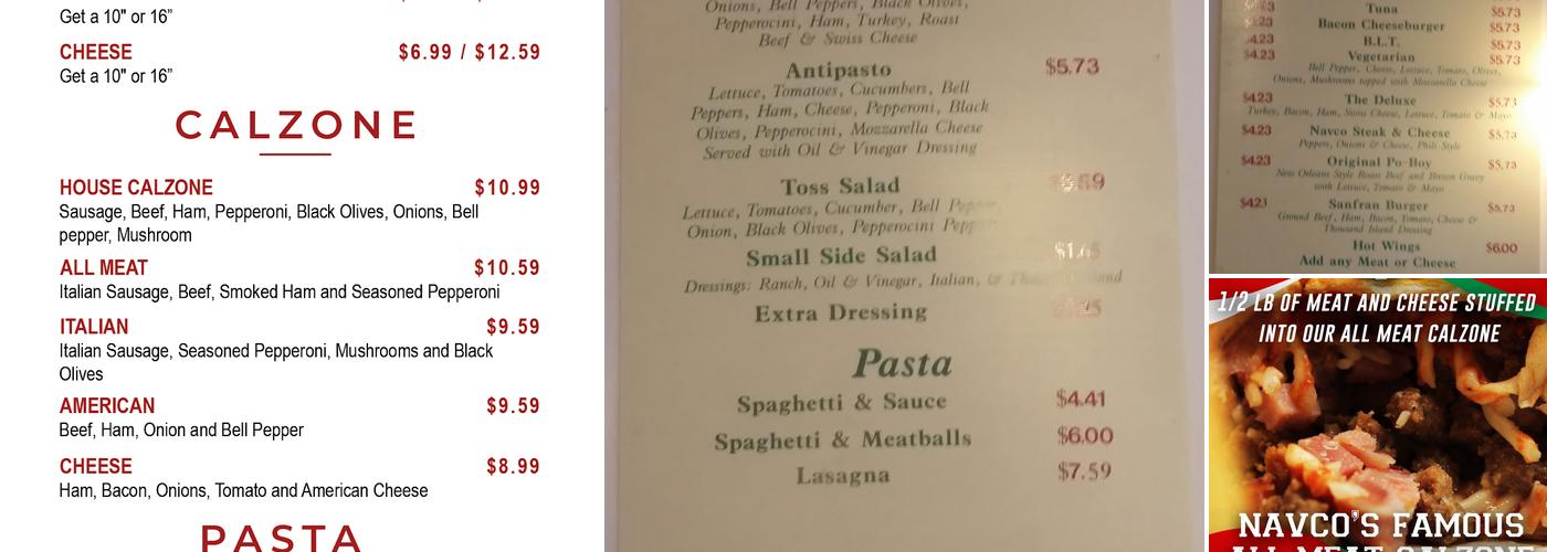 Navco Pizza Menu