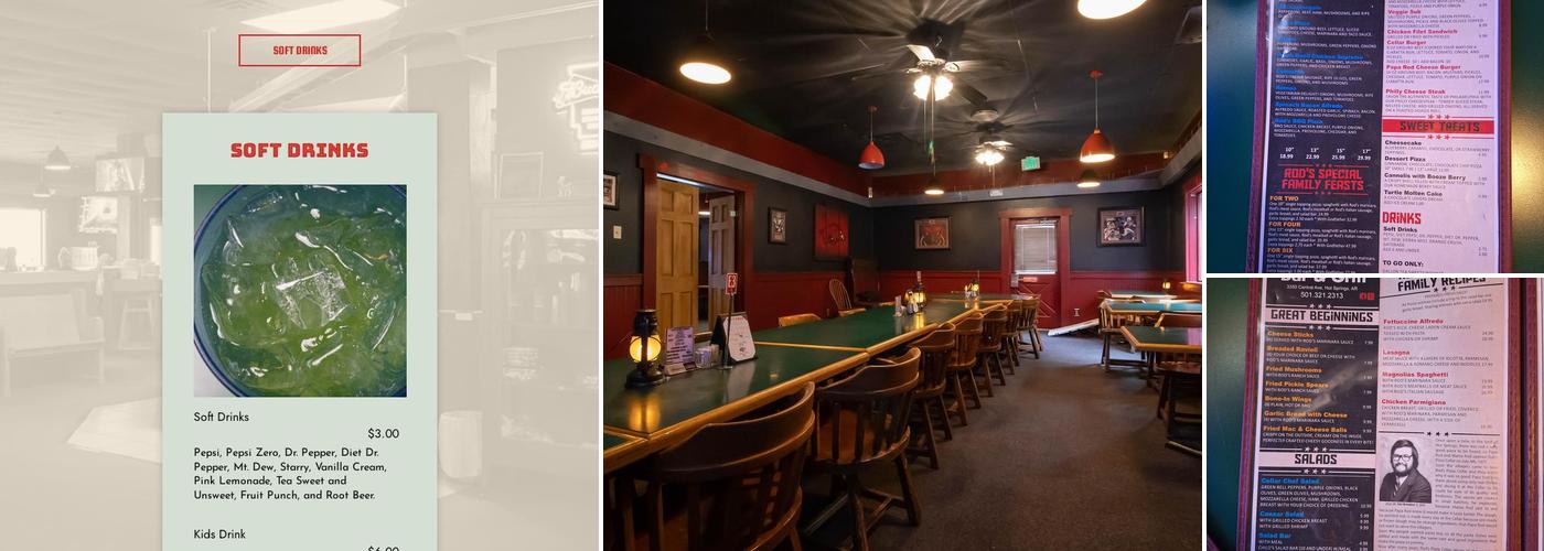 Rod's Pizza Cellar Menu