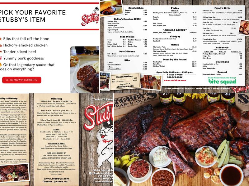Stubby's BBQ Menu