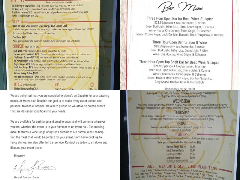 Mama's On Dauphin Menu