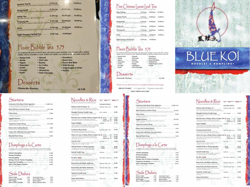 Blue Koi Menu