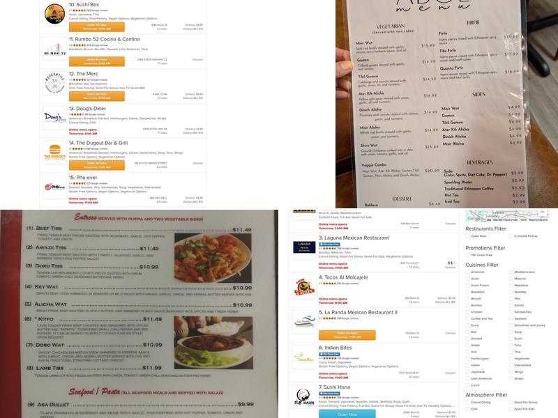 Abol Ethiopian Restaurant Menu