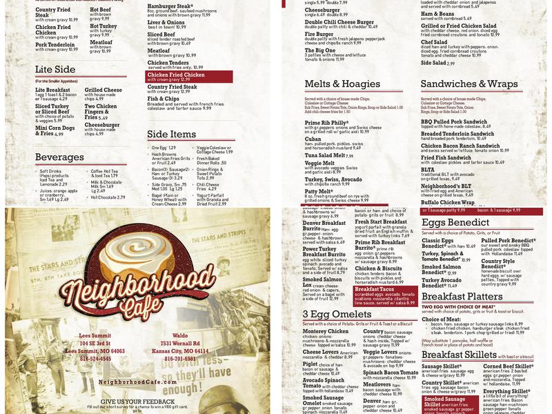 Neighborhood Cafe Menu