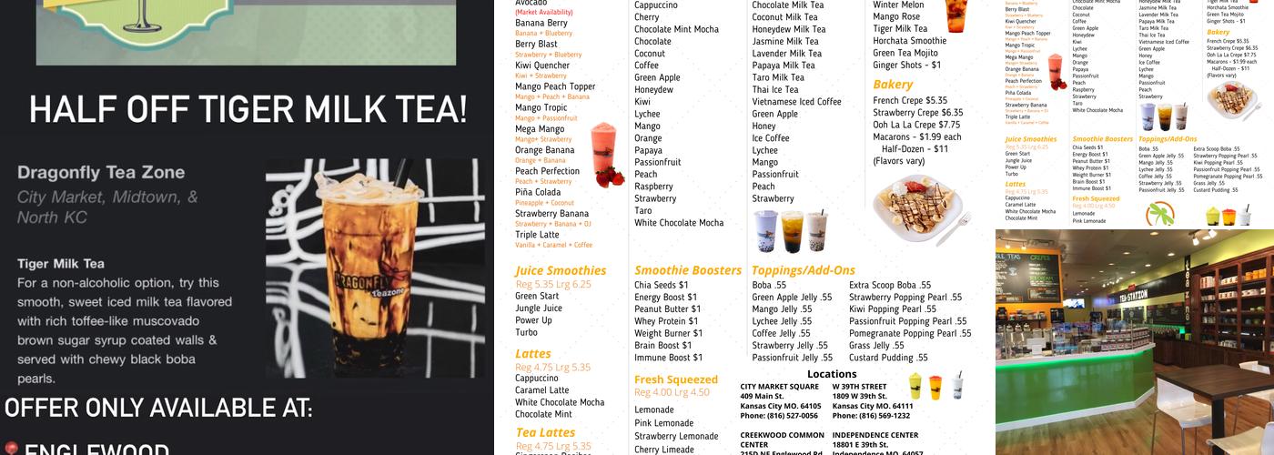 Dragonfly Tea Zone Menu