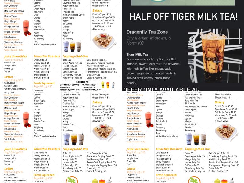 Dragonfly Tea Zone Menu