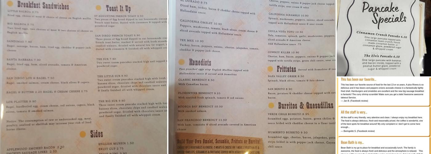 BeanBath Cafe Menu
