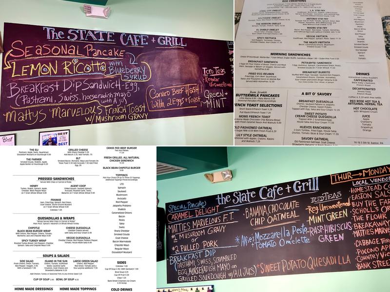The State Cafe and Grill Menu