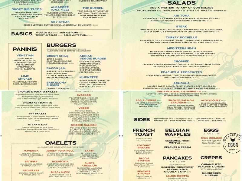 Sky Cafe Menu