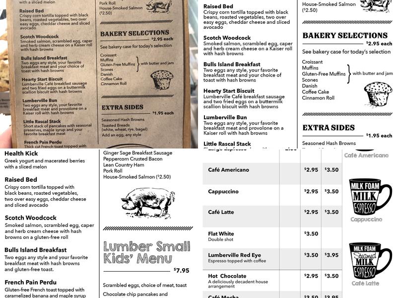 Lumberville General Store Menu