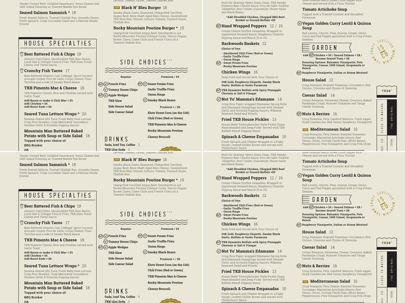 Tommyknocker Brewery & Pub Menu