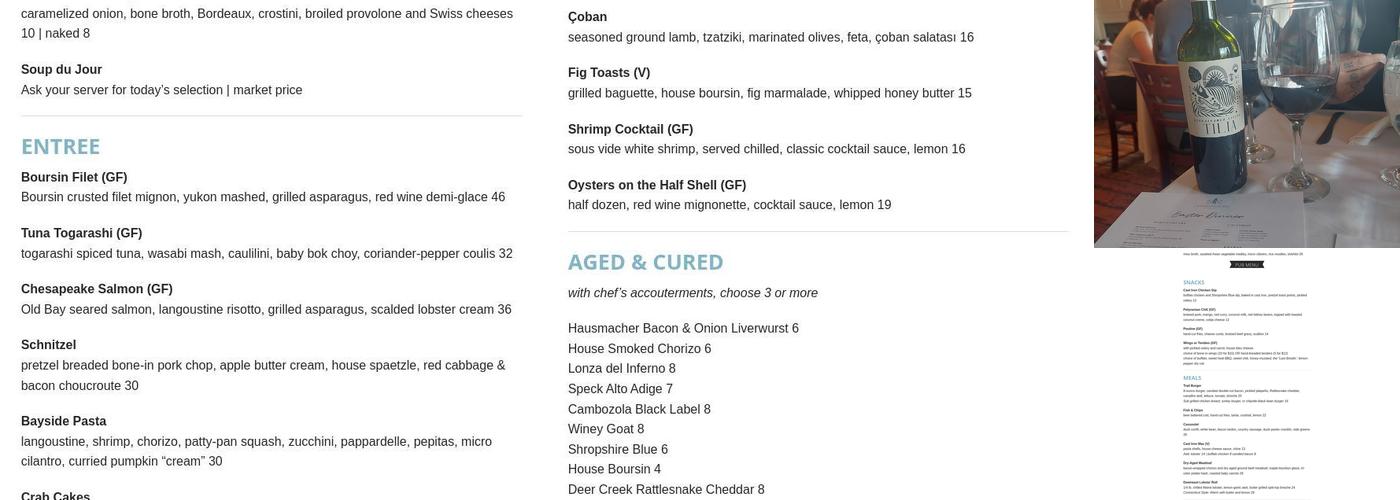 Riegelsville Inn Menu