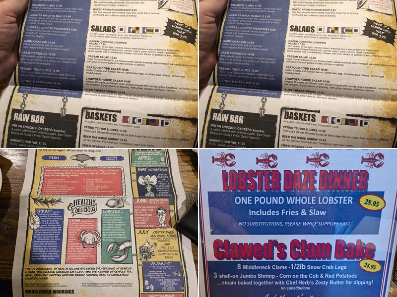 Marblehead Chowder House Menu