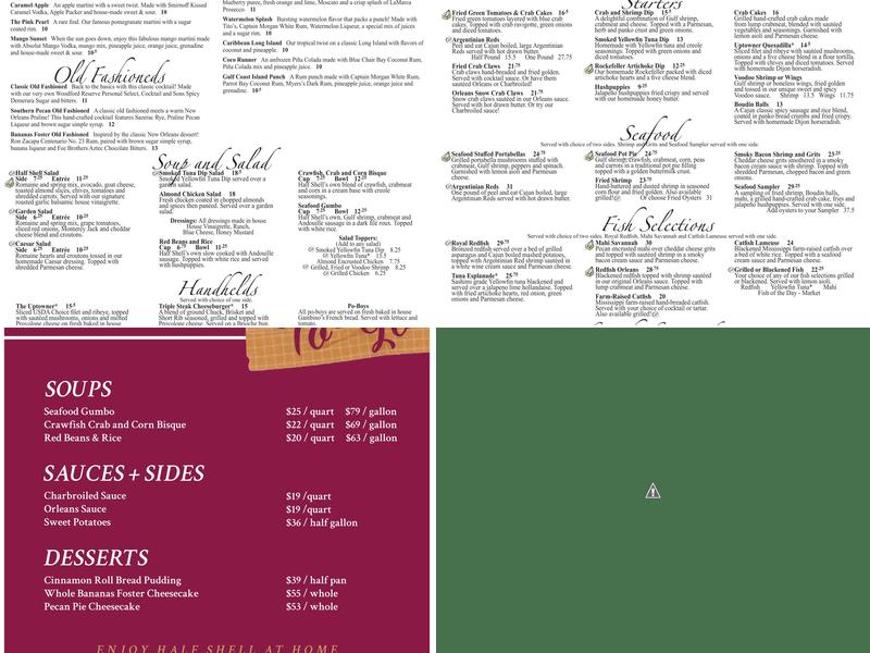 Half Shell Oyster House Menu
