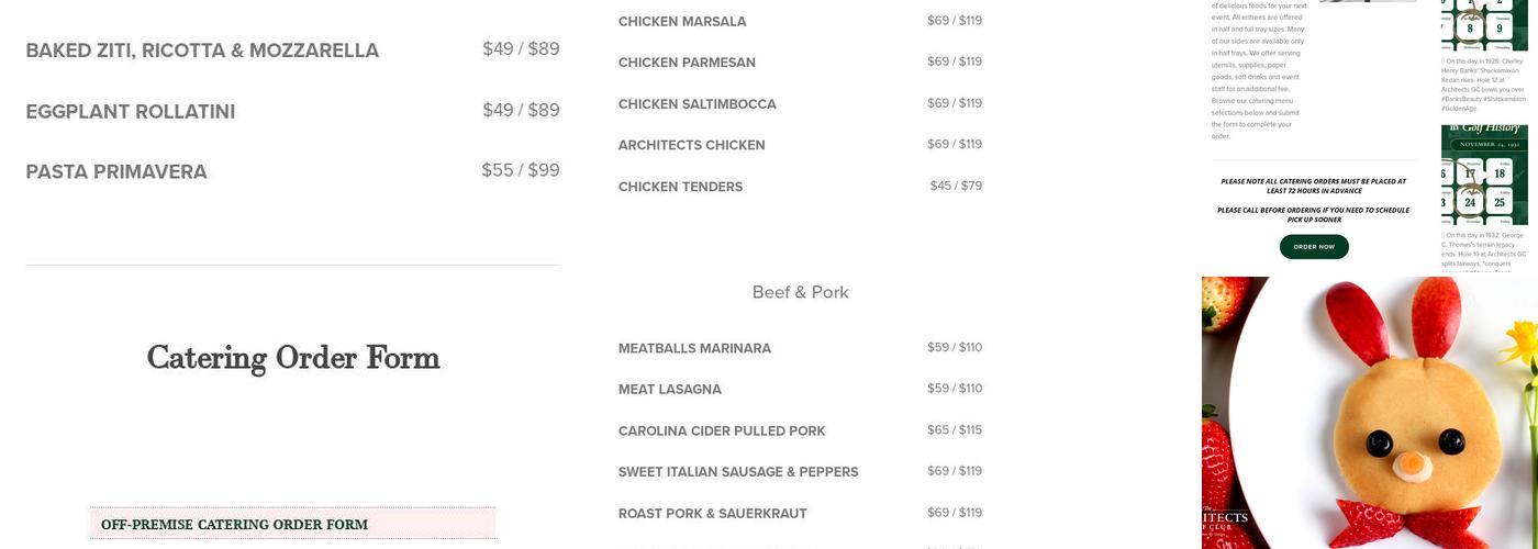 Architects Bar & Grill Menu