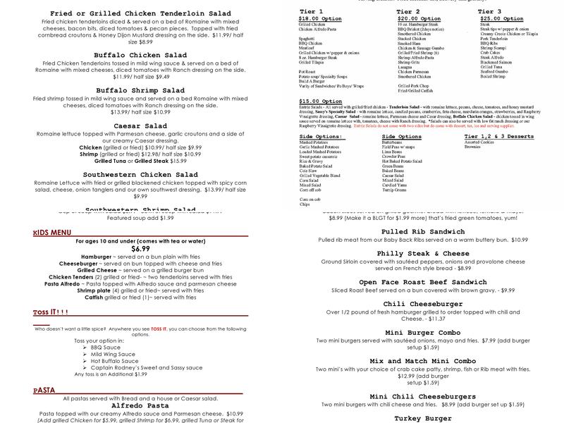 Sassy's Restaurant Menu