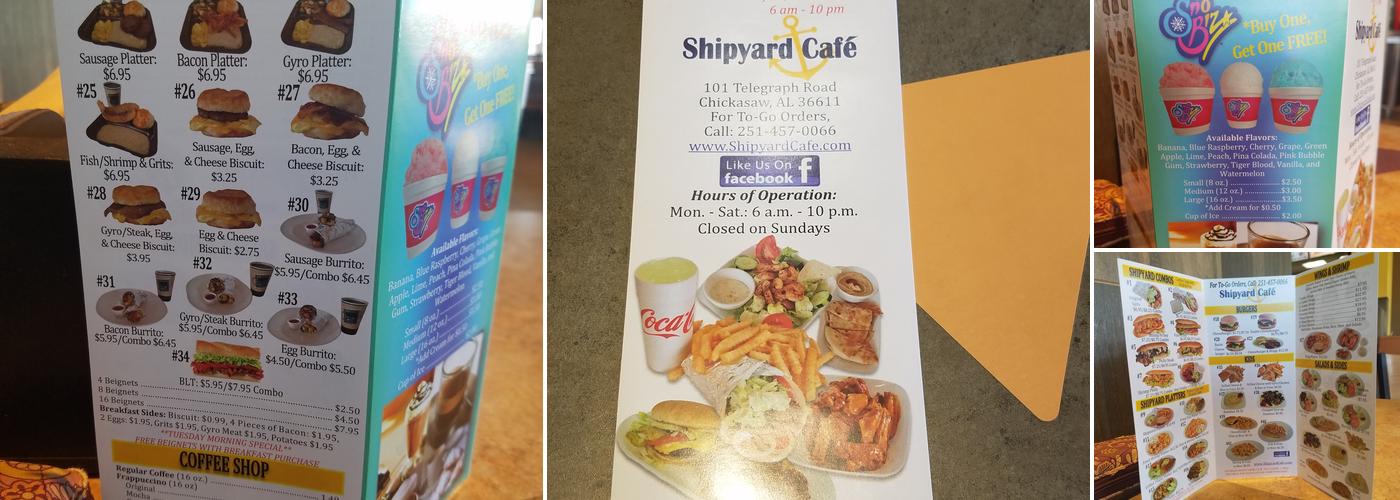 Shipyard Café Menu