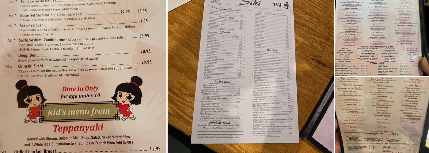 Siki Japanese Steak House & Sushi Bar Menu