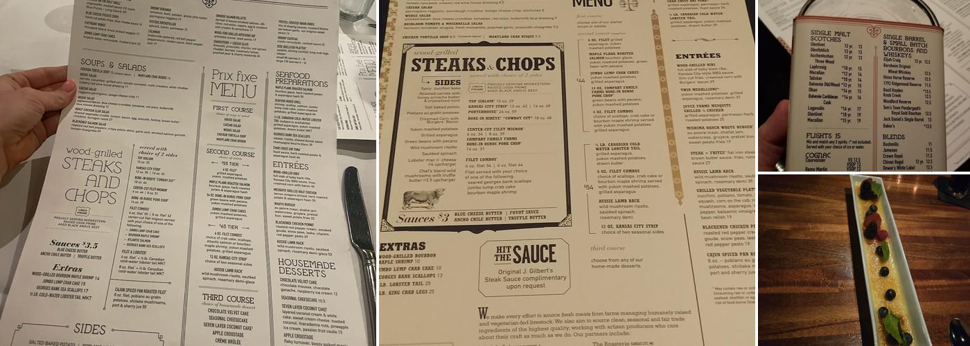 J. Gilbert's Wood-Fired Steaks & Seafood Kansas City Menu
