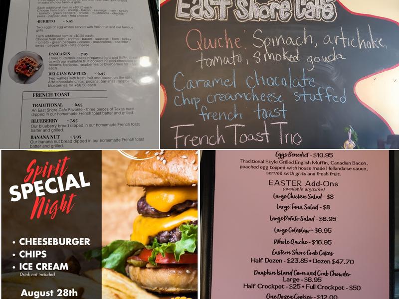 East Shore Cafe Menu