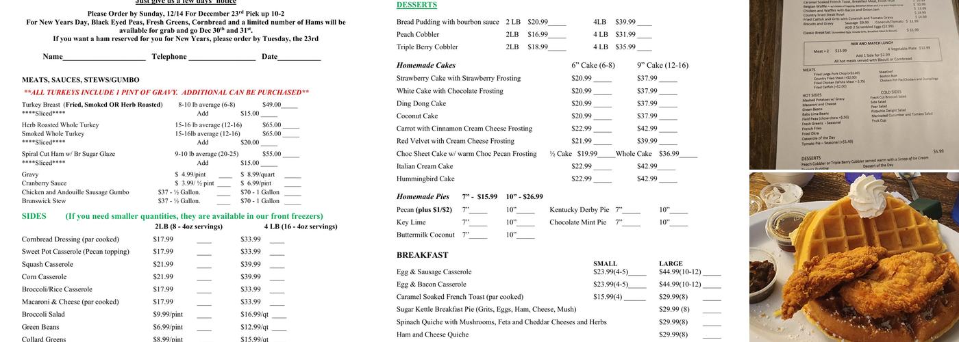 Sugar Kettle Cafe Menu