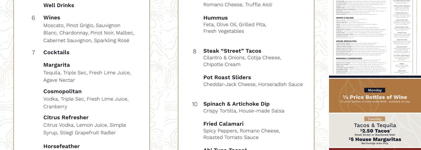 Summit Grill Menu