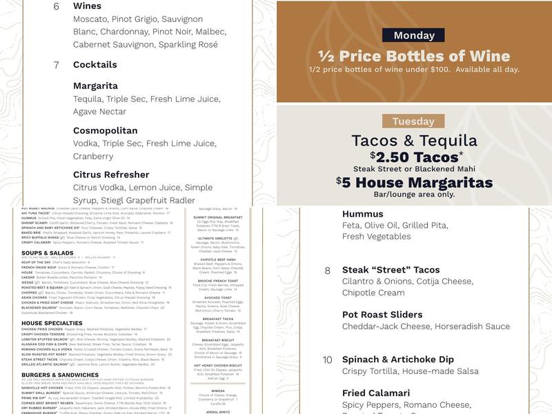 Summit Grill Menu