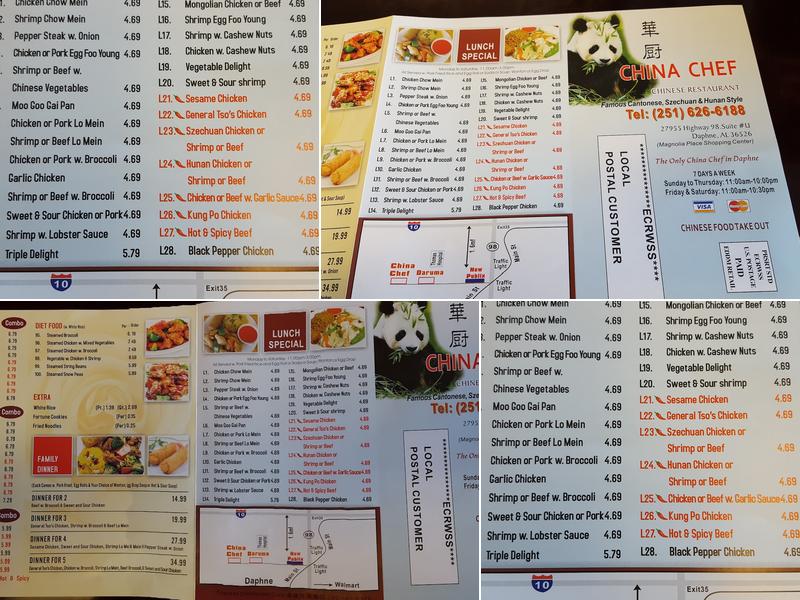 China Chef Restaurant Menu
