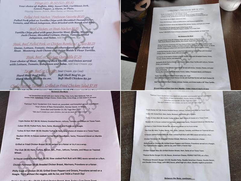 Christine's Firehouse Menu