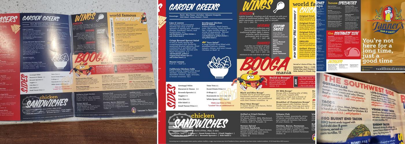 Tanner's Bar & Grill Menu
