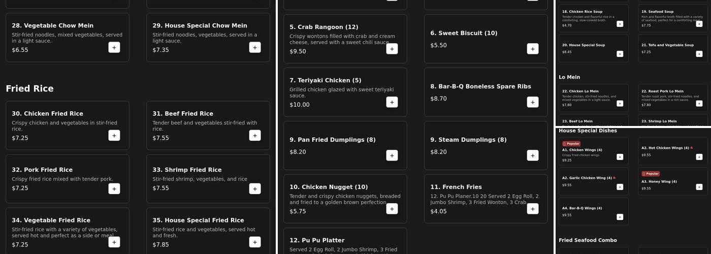 China One Menu
