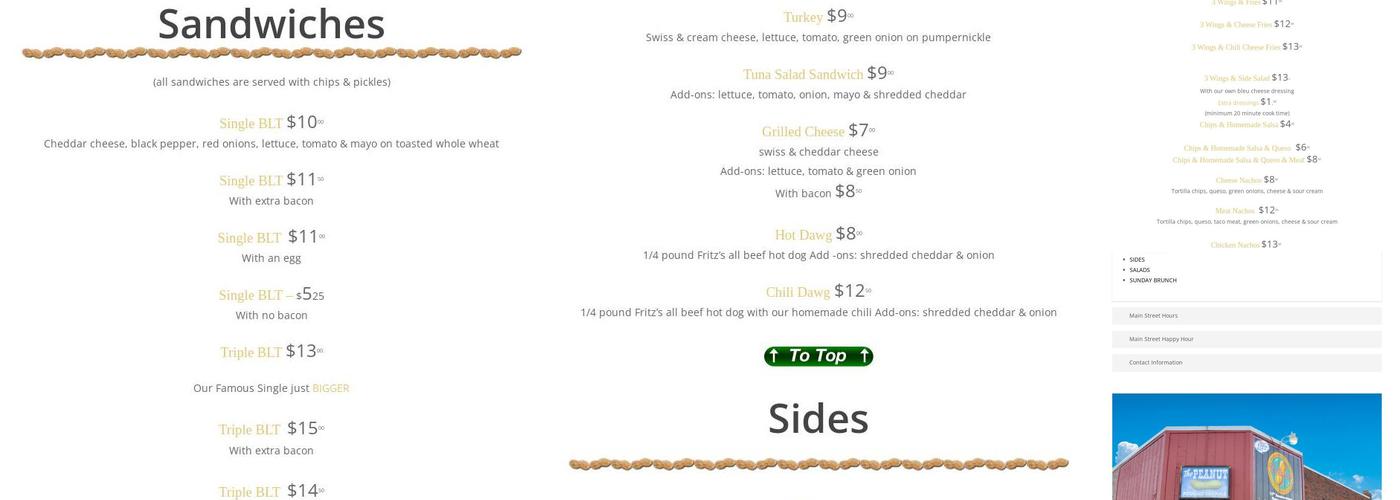 Peanut on Main Menu