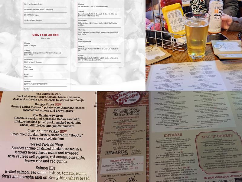 Charlie Hooper's Brookside Bar & Grille Menu