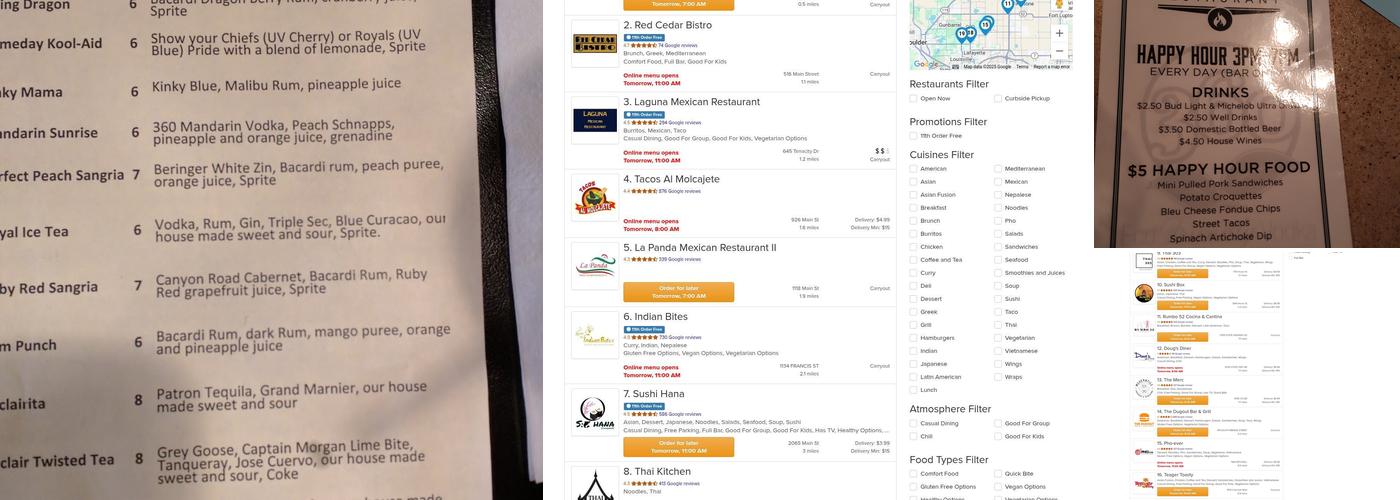 Sinclair's Restaurant Menu