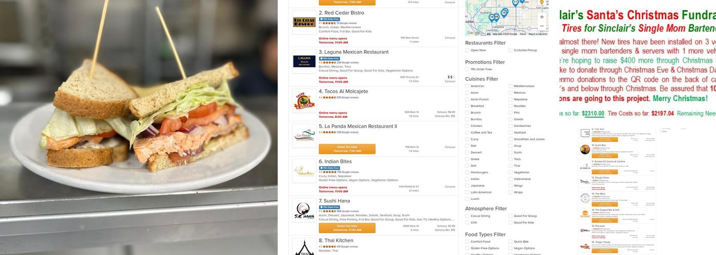 Sinclair's Restaurant Menu