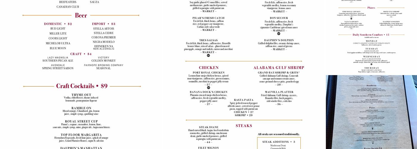 Dauphin’s Casual Fine-Dining Menu