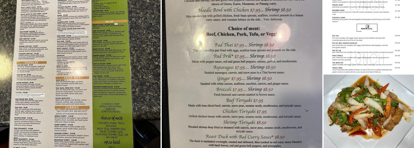 Thai Diner Menu