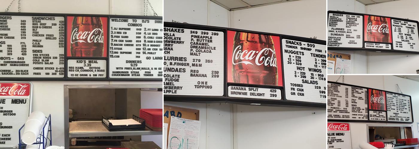 D J's Diner Menu