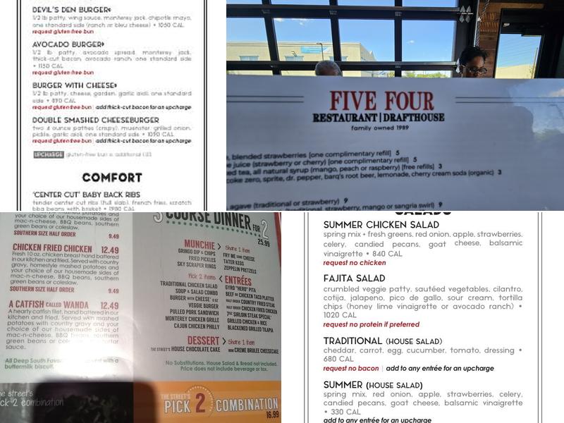 Five Four Restaurant & Drafthouse- Independence Menu