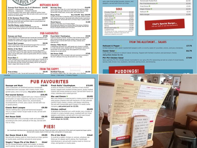 The Roebuck Menu