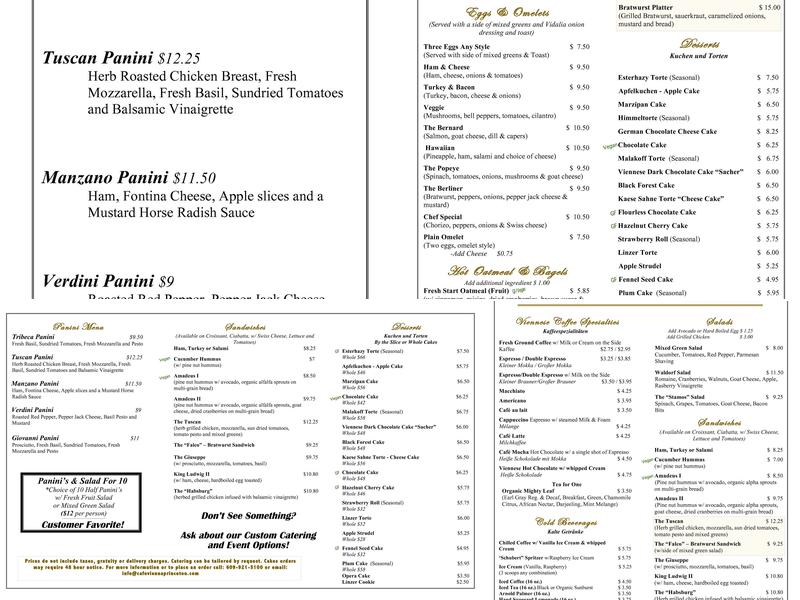Cafe Vienna Menu