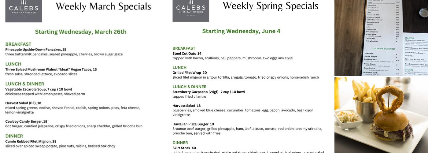 Caleb's American Kitchen Menu