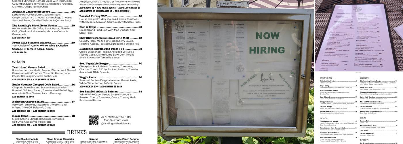 The Landing Restaurant Menu