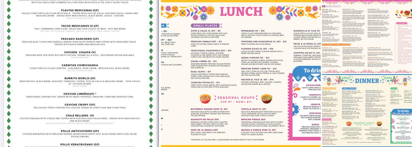 El Tule Menu