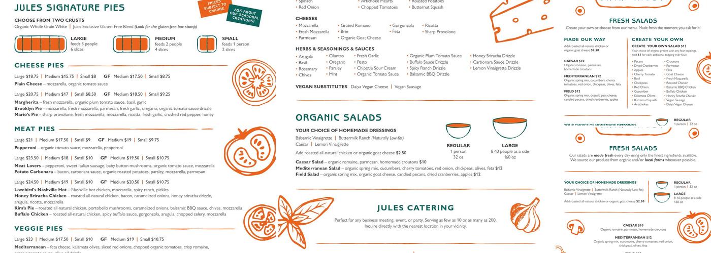 Jules Thin Crust Menu
