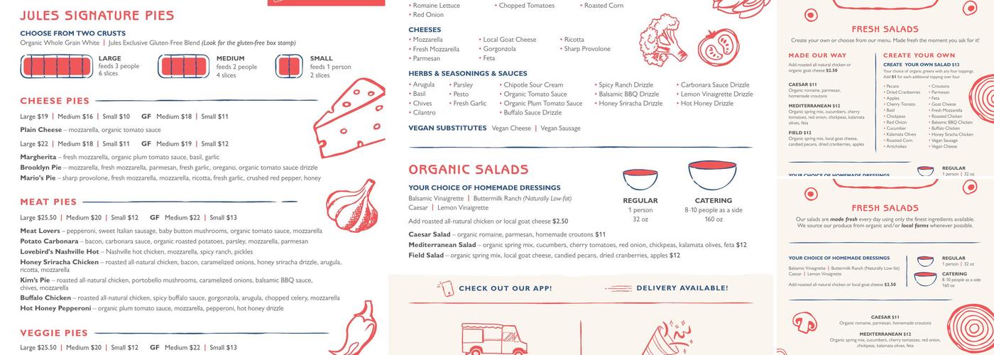Jules Thin Crust Menu