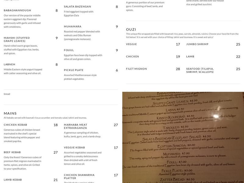 Marhaba Menu